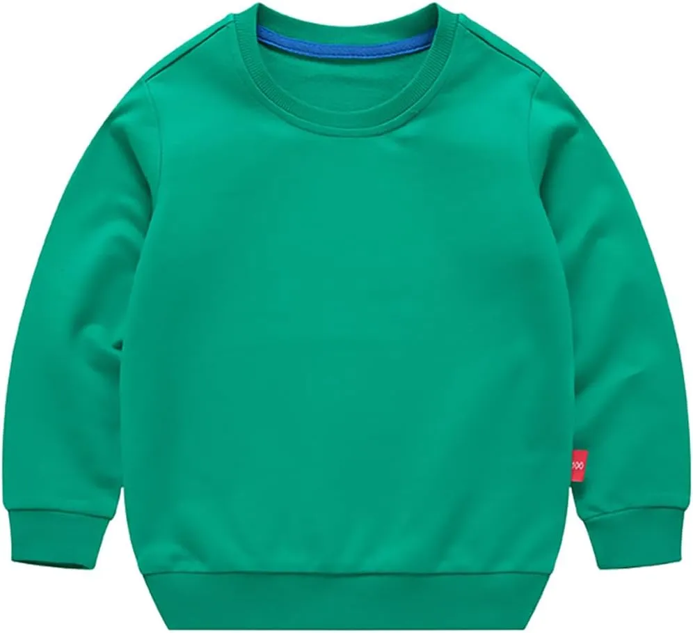AIWUHE Toddler Boys Girls Solid Pullovers Sweatshirt Long Sleeve T-Shirt Kids Cotton Crewneck Thin Tops 1-8 Years Blouse