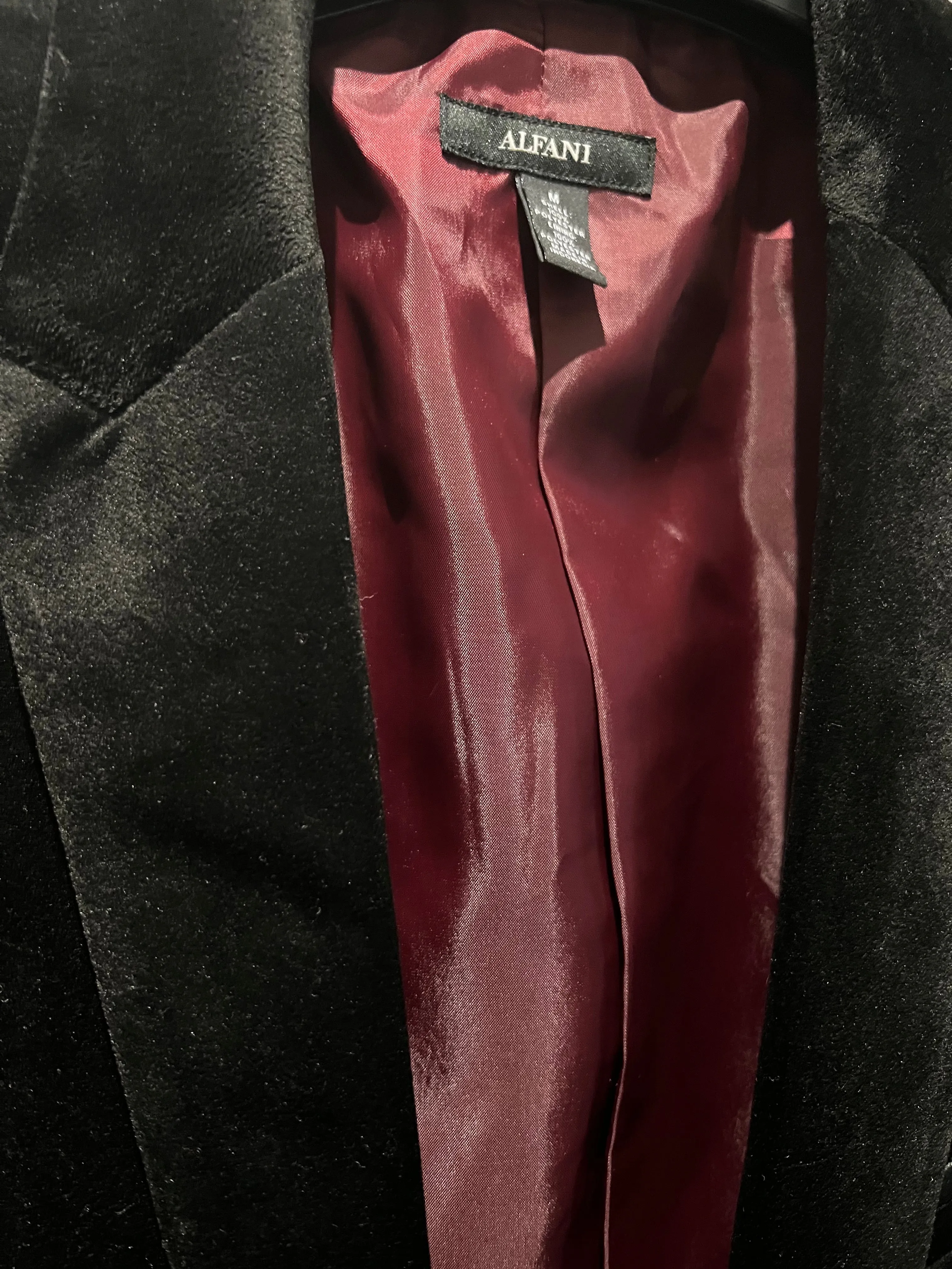 Alfani Deep Black Mens Velvet Blazer