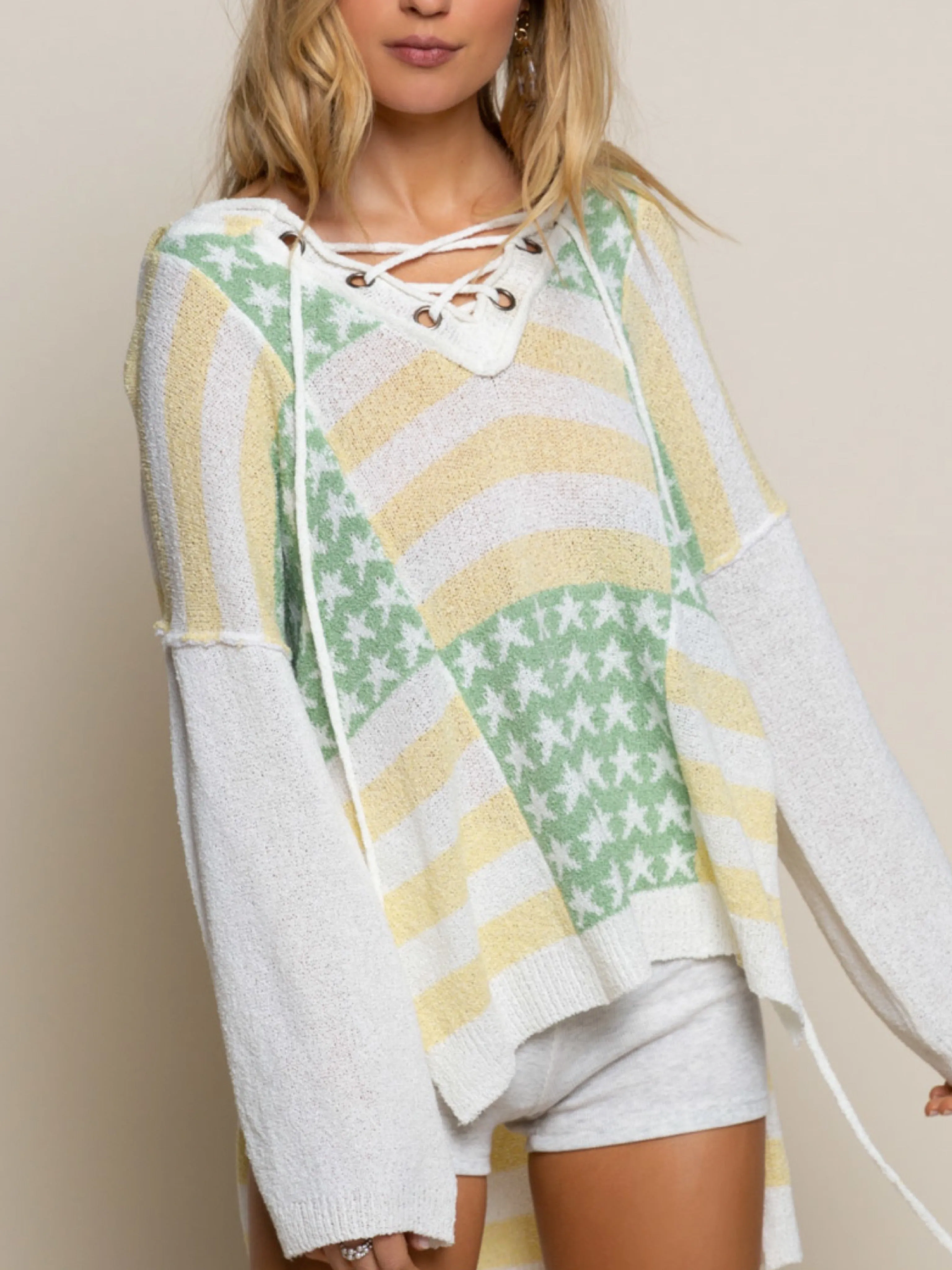 Americana Lace Up Hoodie