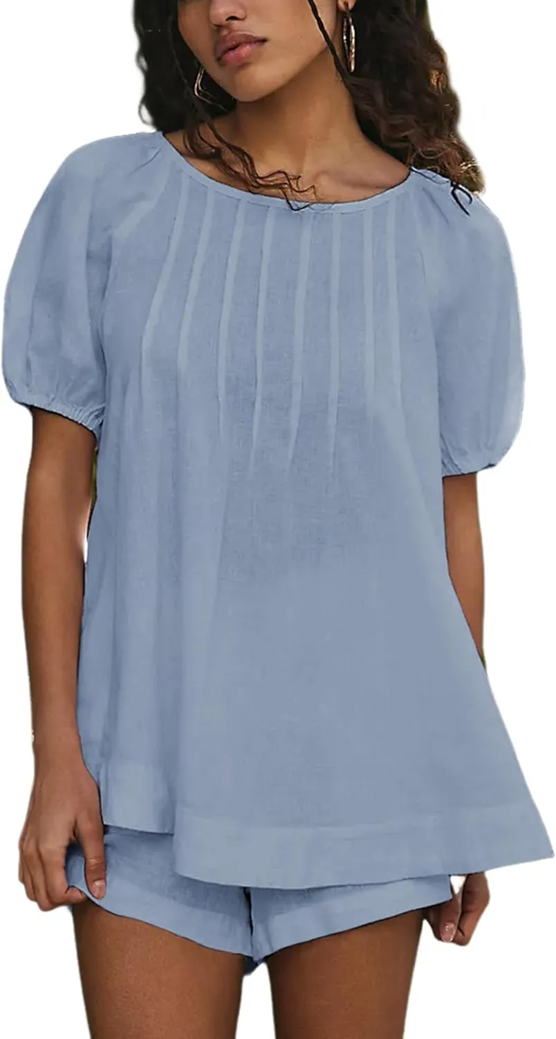 Bianstore Women's Casual Pleated Swing Tee Shirts Loose Babydoll Peplum Tunic Tops
