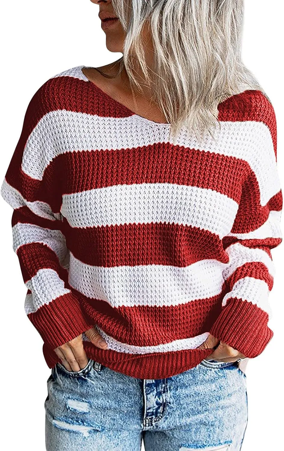 Big Sweaters for Women Sweater Women's Autumn and Winter Short Pullover Solid Color Loose Loose Crewneck Knit Solid