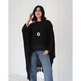 Black tasseled loose blouse