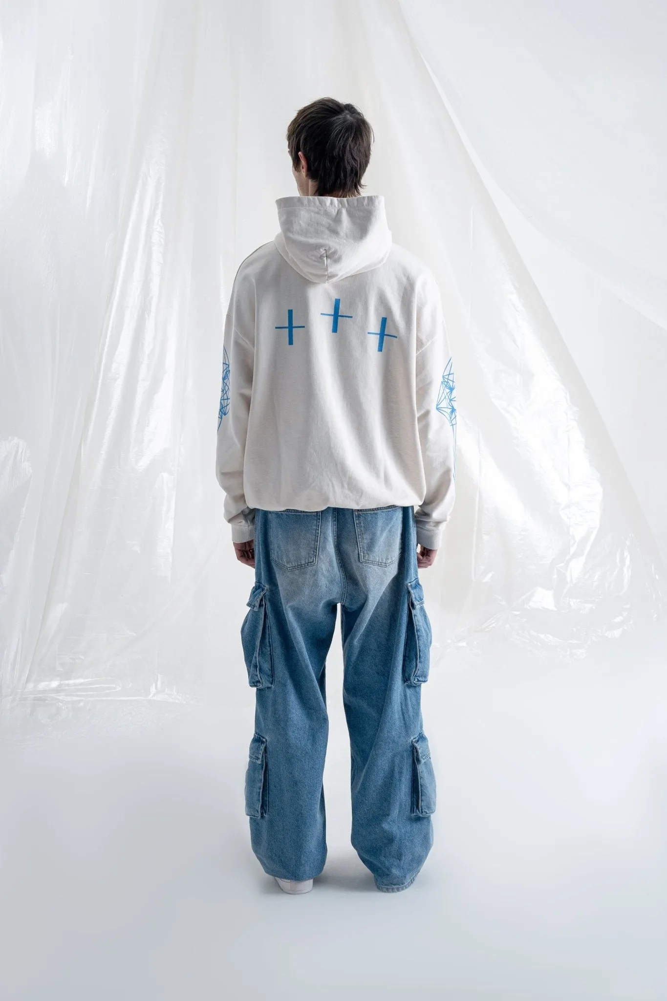 BOMBER CROSS HOODIE - OFF WHITE