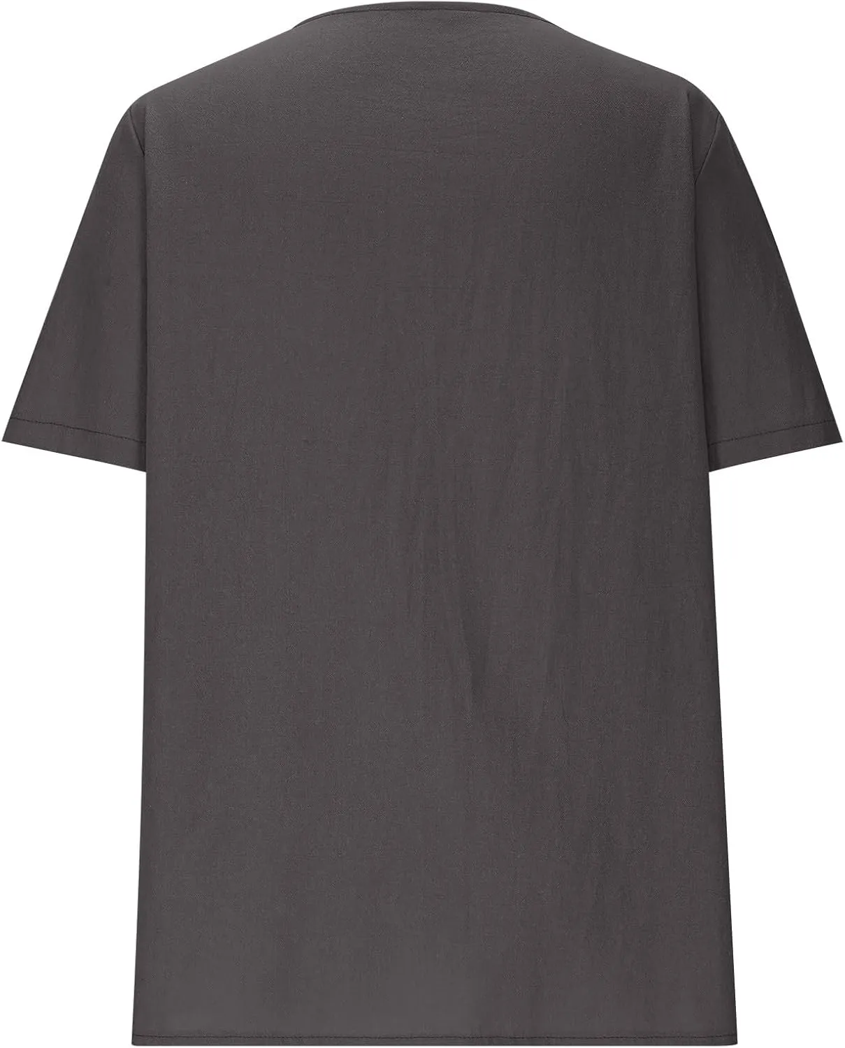 Button Down V Neck Linen Cotton Shirt for Women Casual Summer Short Sleeve Comfy Tops Work Office Blouses Pocket