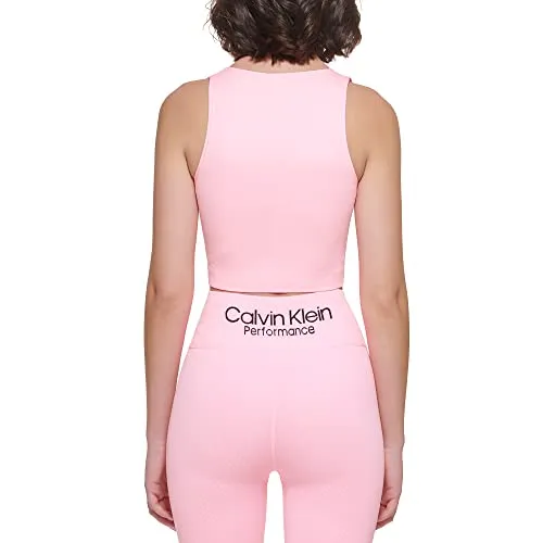 Calvin Klein Womens Thin Rib V-Neck Athletic Crop Top