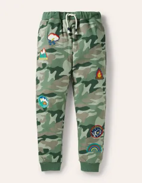 Camo Badge Joggers-Soft Green Camouflage