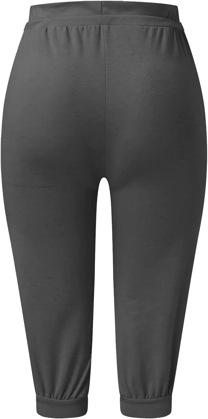 Capri Pants for Women Casual Summer Cropped Soft Lightweight Sweatpants Skinny Athletic Yoga Pants with Pockets