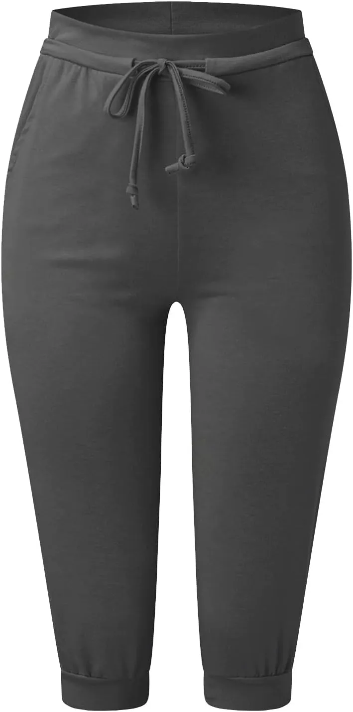 Capri Pants for Women Casual Summer Cropped Soft Lightweight Sweatpants Skinny Athletic Yoga Pants with Pockets
