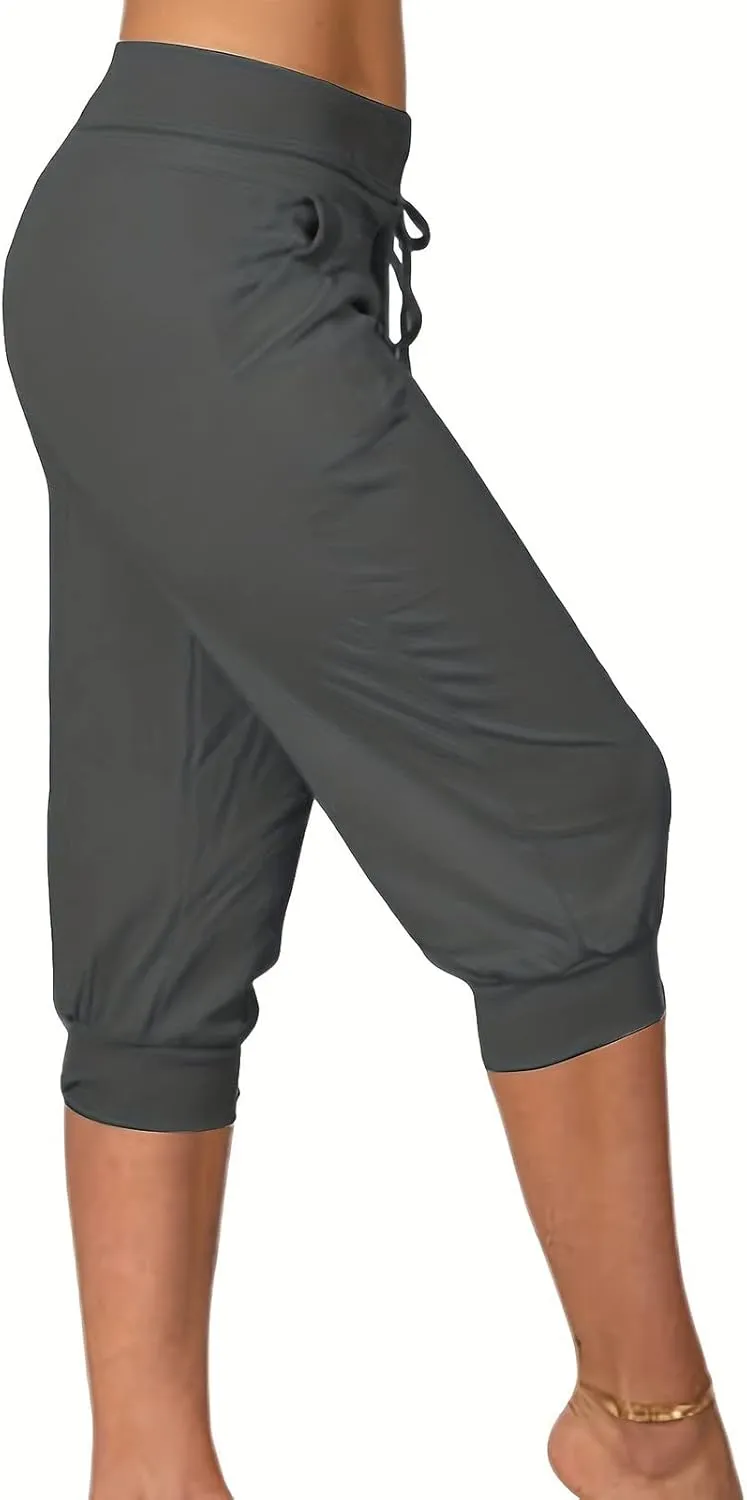 Capri Pants for Women Casual Summer Cropped Soft Lightweight Sweatpants Skinny Athletic Yoga Pants with Pockets