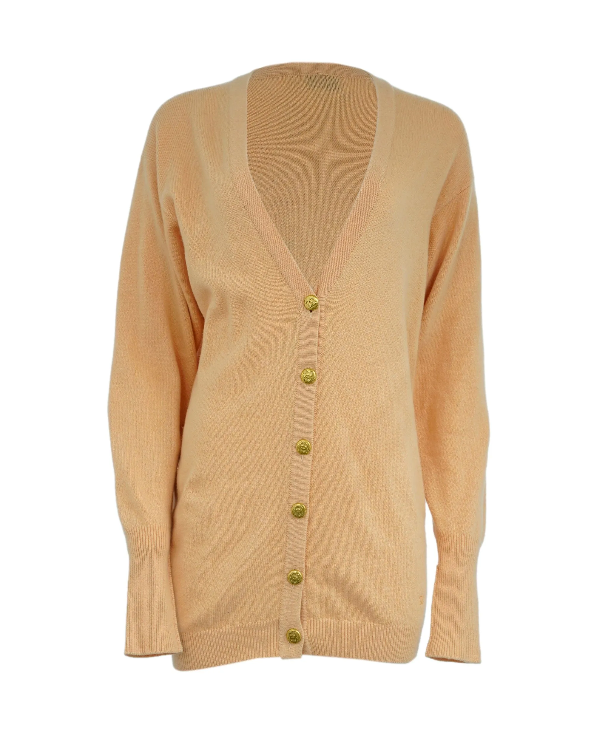 chanel pastel orange cashmere cardigan AWL4501