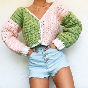 Chunky Pastel Colorblock Cardigan by Carolannie Crochet