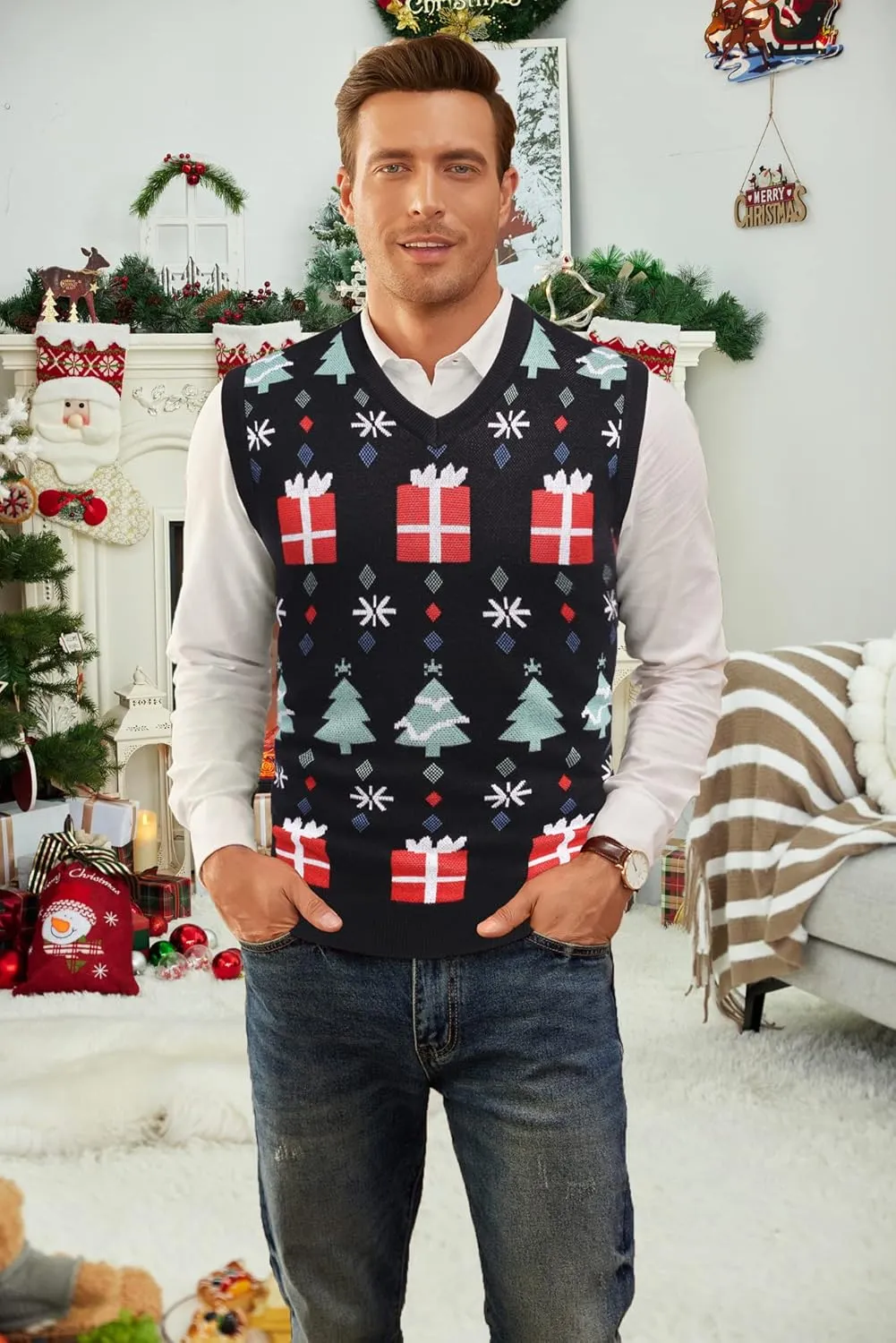 COOFANDY Men's Sleeveless Sweater Vest Lightweight V-Neck Cotton Vest Pullover