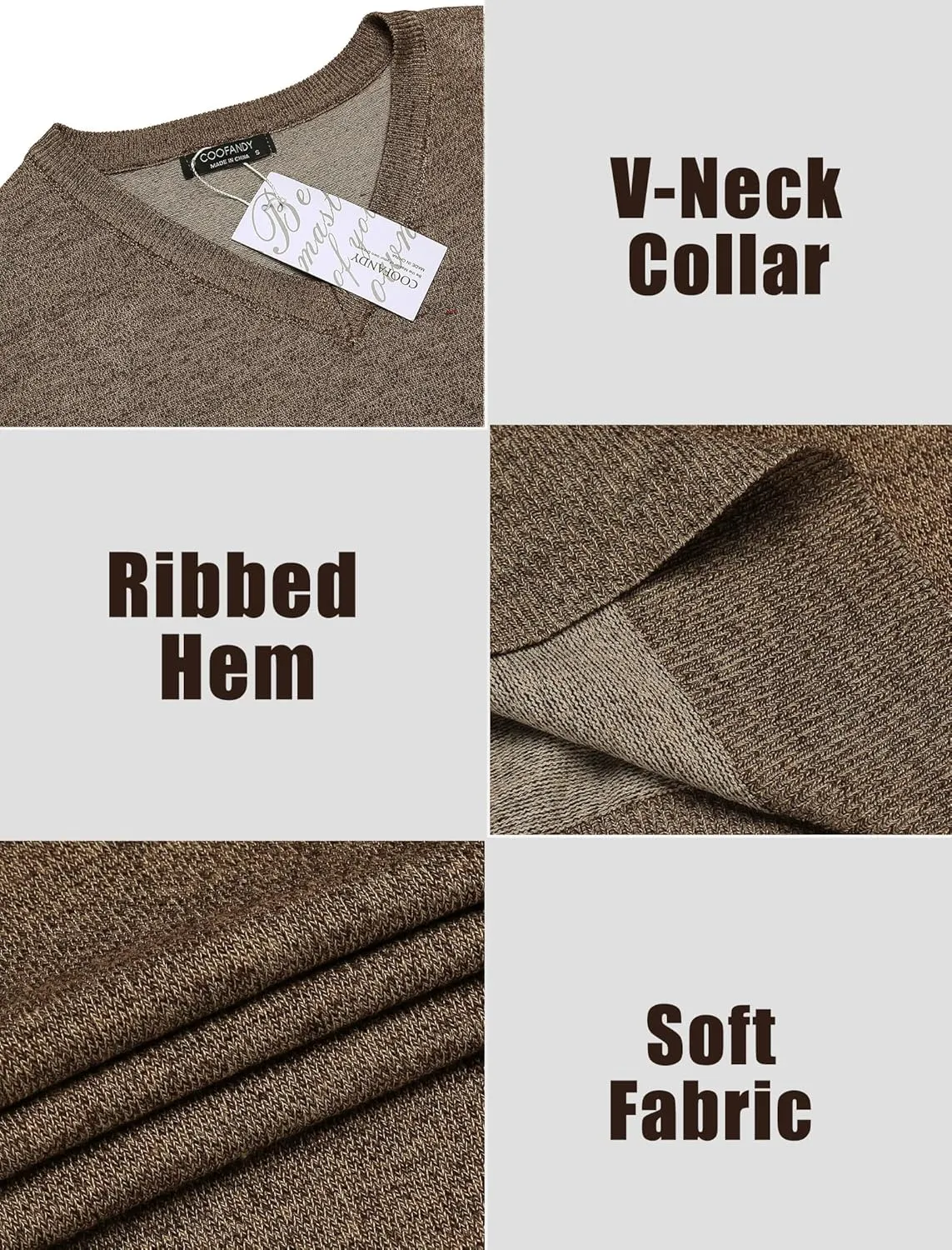 COOFANDY Men's Sleeveless Sweater Vest Lightweight V-Neck Cotton Vest Pullover