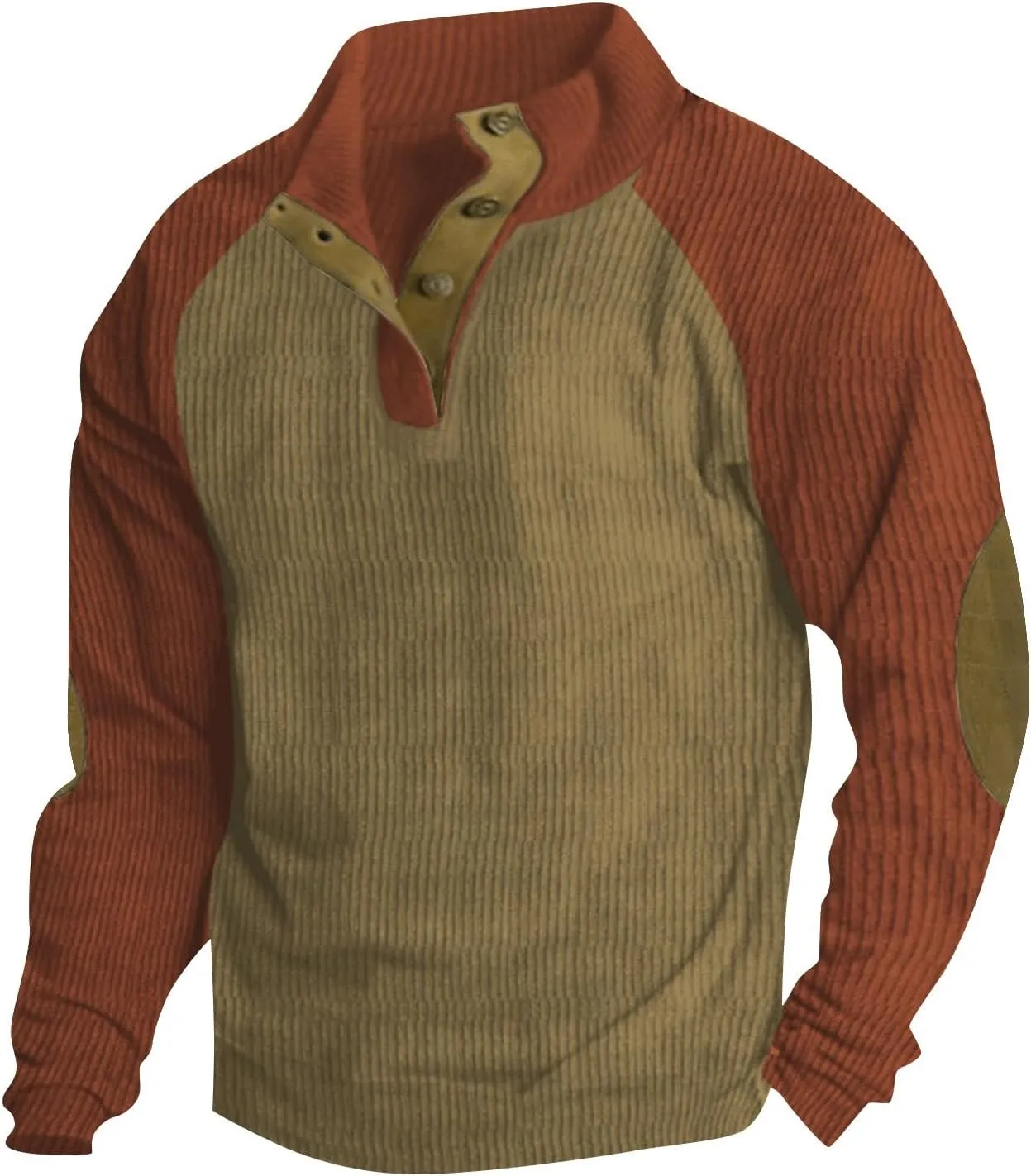 Cool Hoodies For Men, Adult Men Costume Mens Quarter Zip Sweater Standing Collar Corduroy Sweatshirt Long Sleeve Outdoor Buttons Hoodie Heated Jackets For Men Cycling Jackets For Men(Brown,Small)