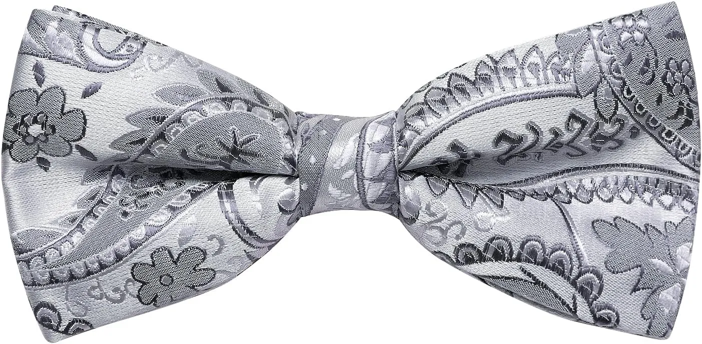 DiBanGu Mens Formal Dress Vest Paisley Jacquard Silk Suit Waistcoat Necktie Bow Tie Set Wedding Party Tuxedo 5PCS