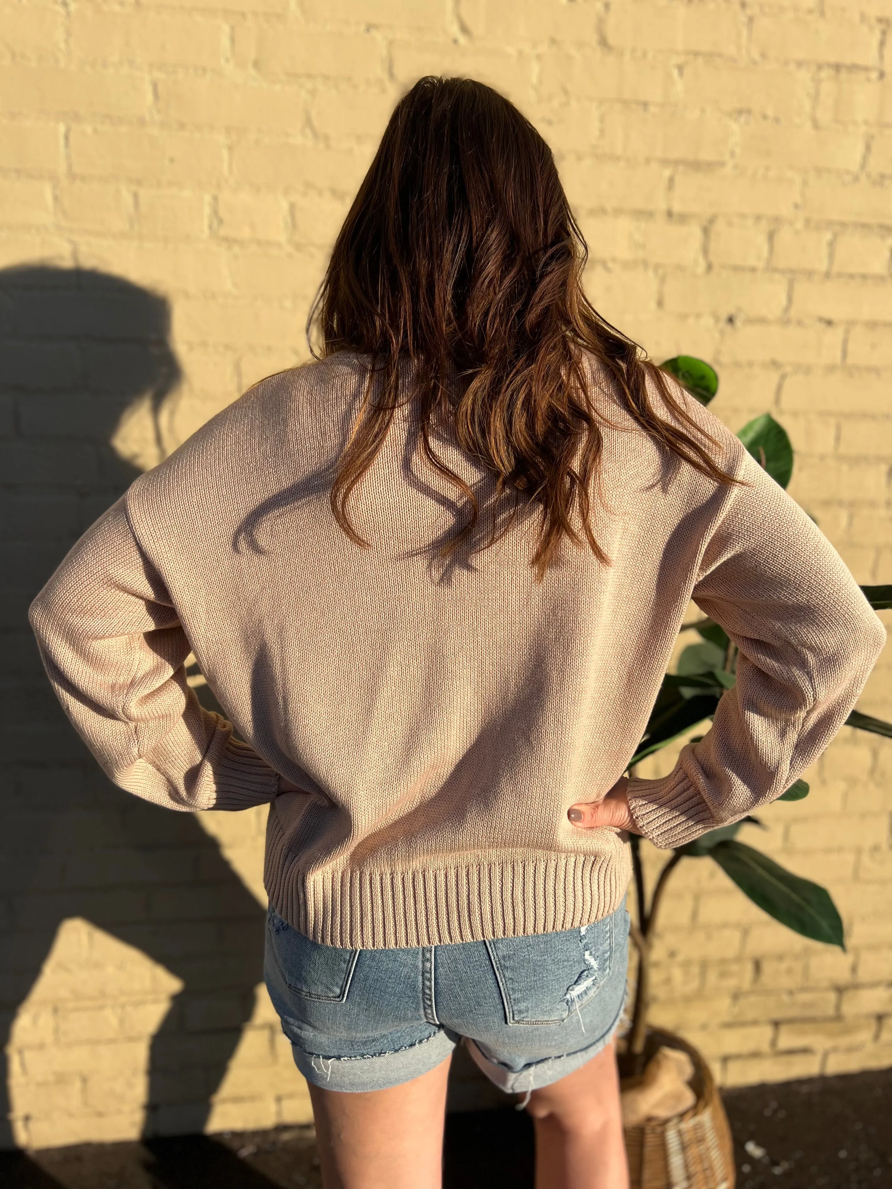 Distressed Long Sleeve Beach Bum Sweater