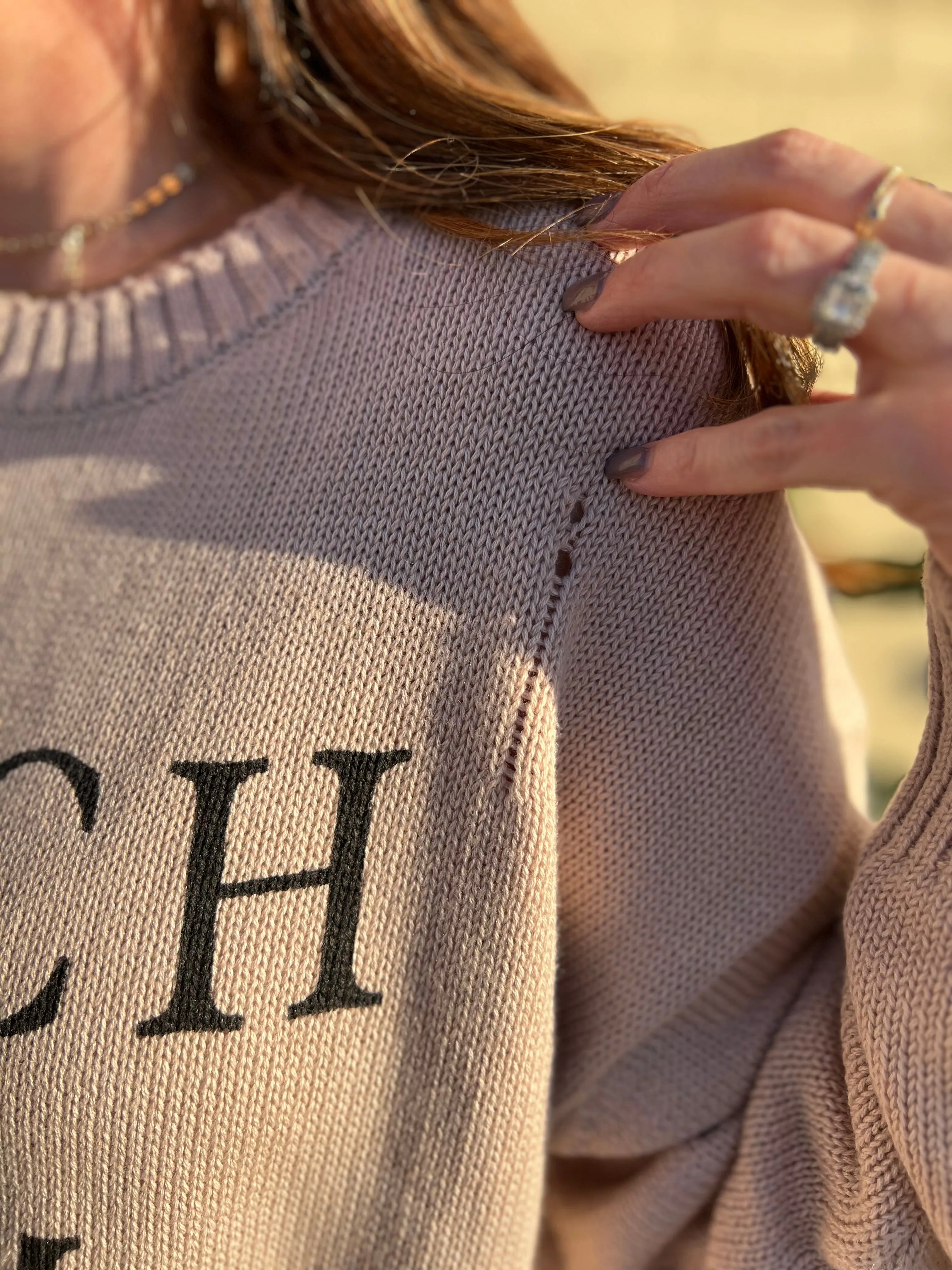 Distressed Long Sleeve Beach Bum Sweater