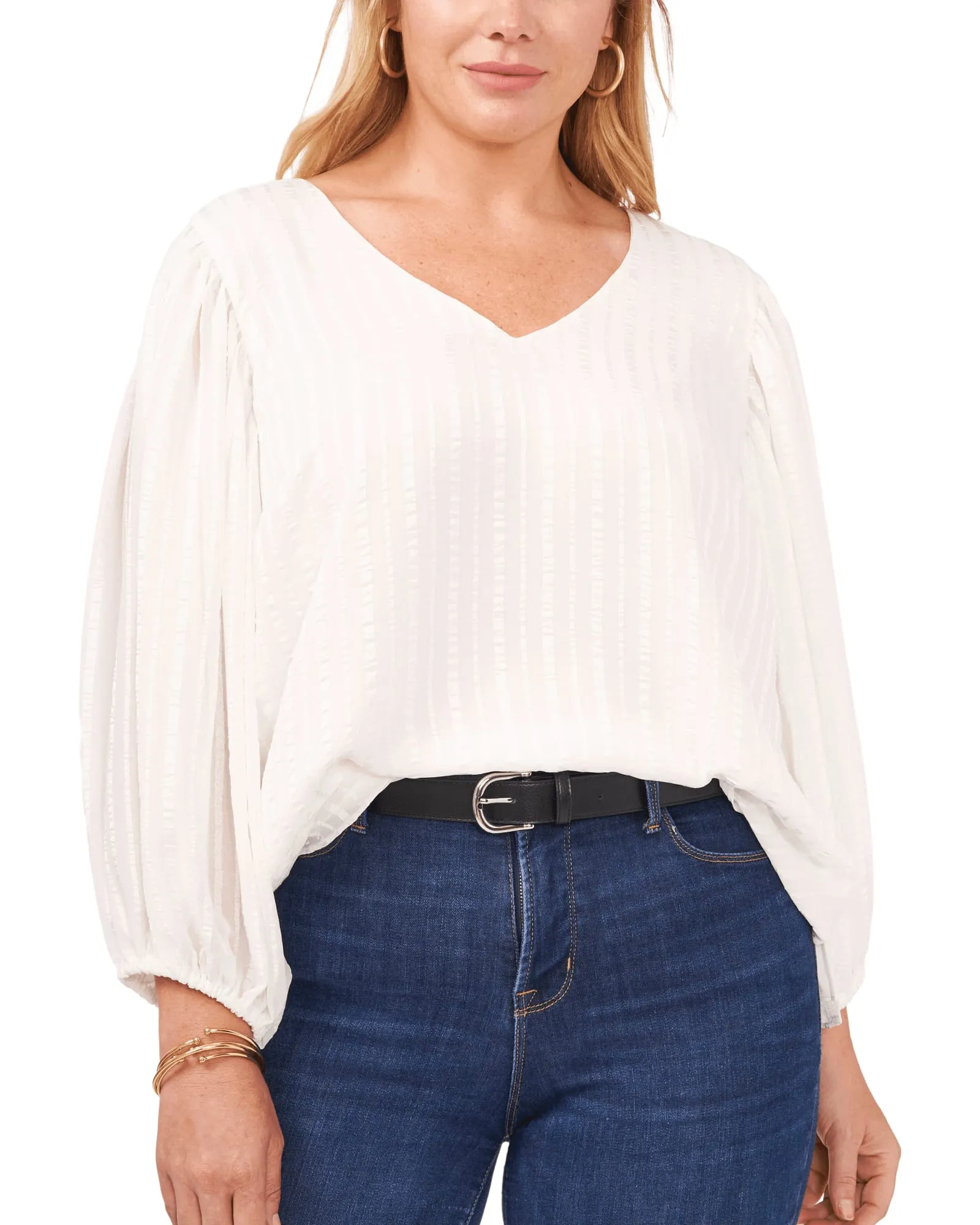 Eliana Satin Stripe Blouse | NEW IVORY