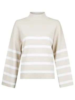 Ena Stripe Knit Blouse - Sand