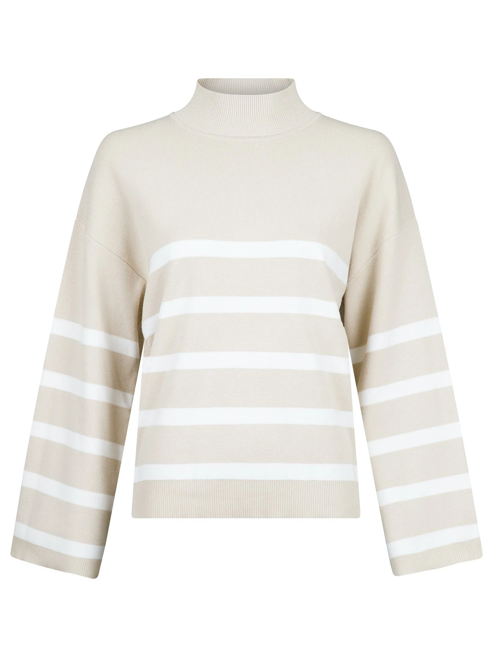 Ena Stripe Knit Blouse - Sand