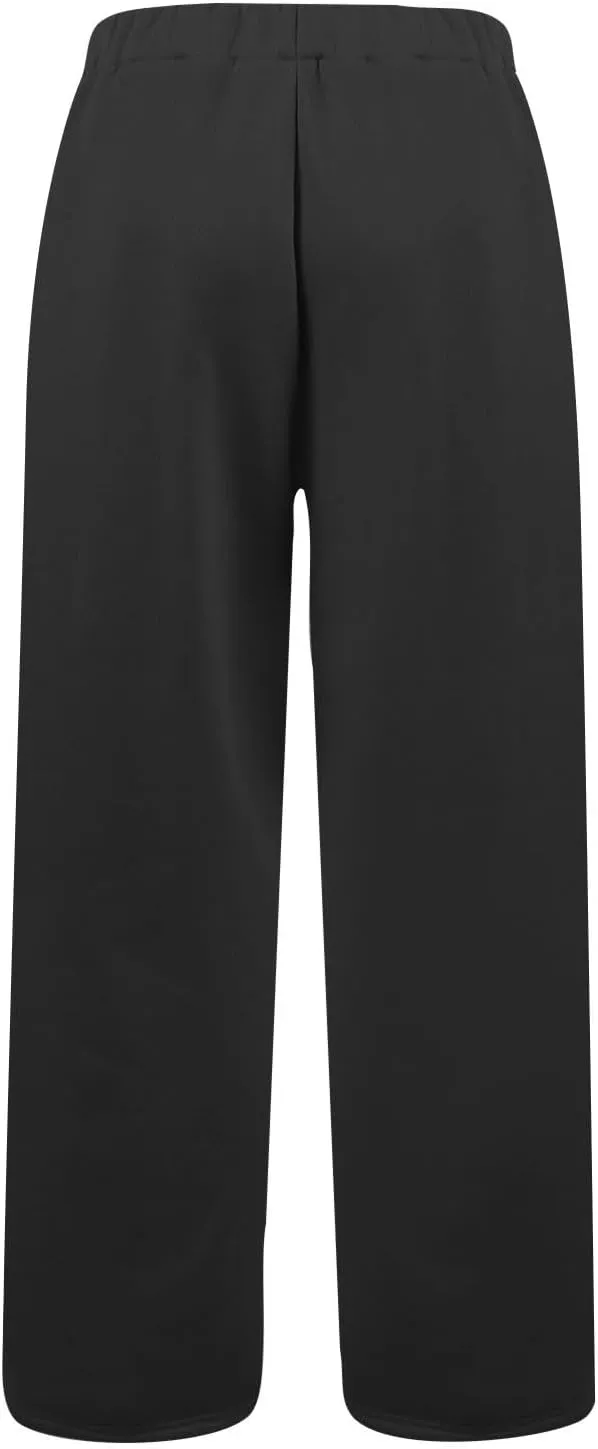 fanmpghleoo Straight Leg Sweatpants for Women Baggy Fleece Comfy Lounge Pants Elastic Waist Soft Business Casual Dress Pants