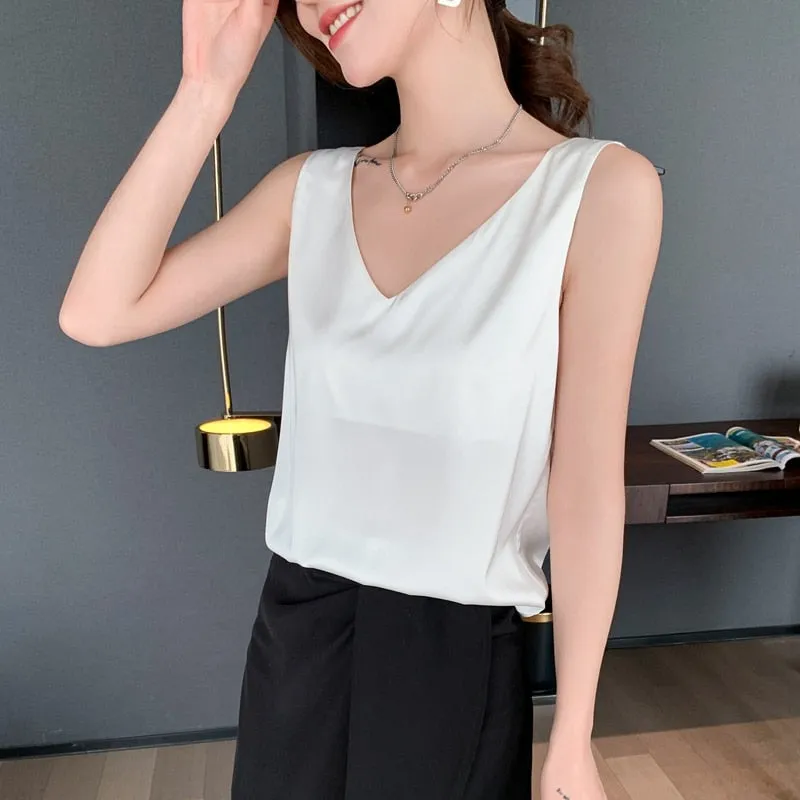 FashionSierra - New Wild Pullover Tops Women Interior Front Rear V-Neck Summer Thin