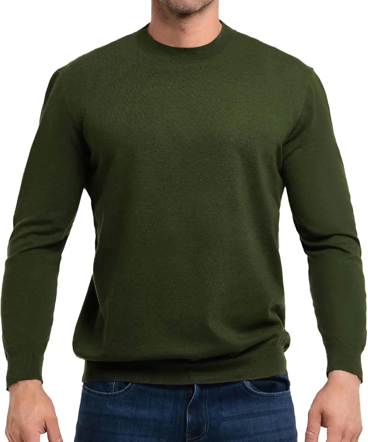 Fioboc Men's Crewneck Sweater Casual Pullover Sweater Slim Fit Lightweight Long Sleeve Knit Sweater S-4XL