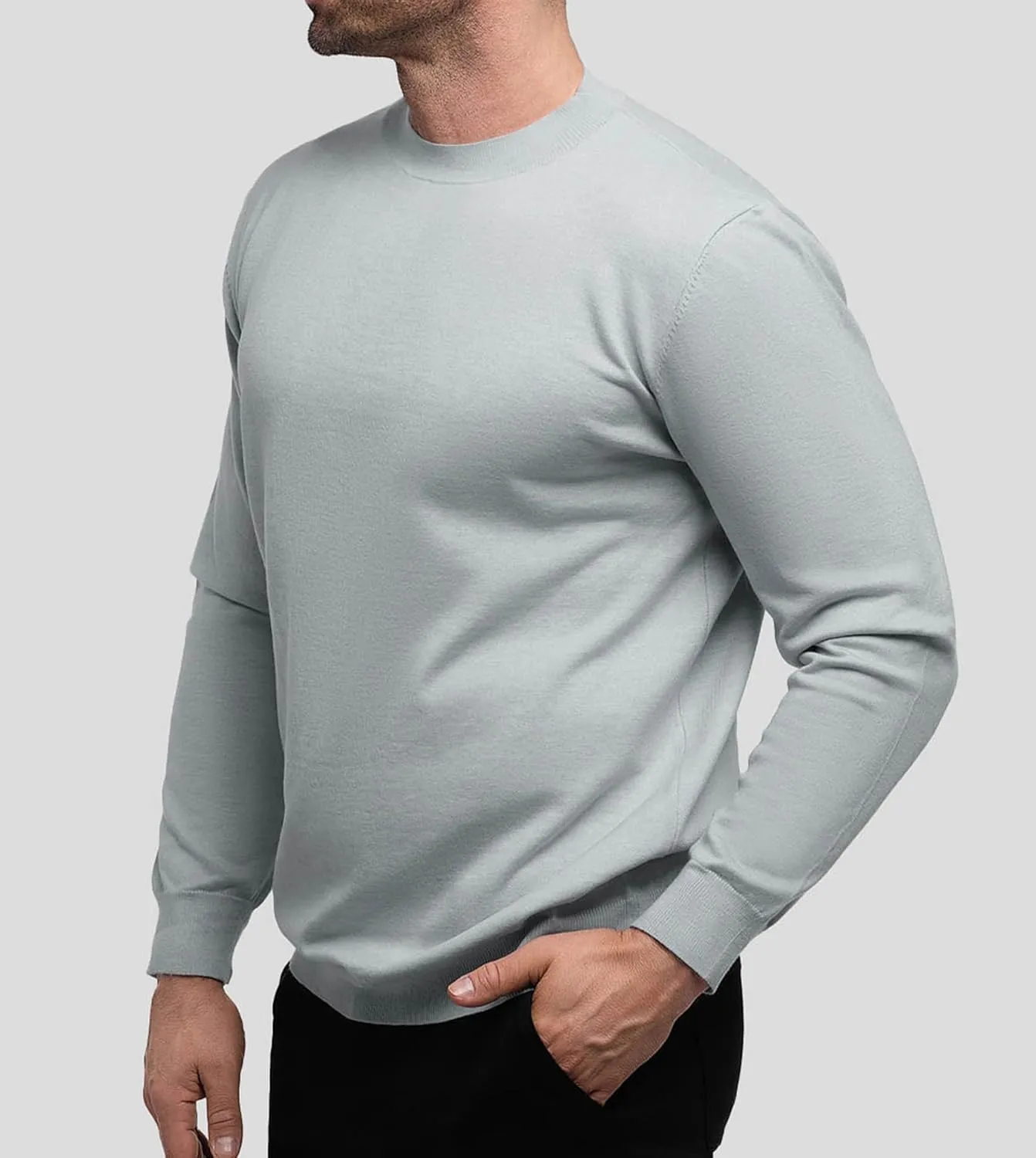 Fioboc Men's Crewneck Sweater Casual Pullover Sweater Slim Fit Lightweight Long Sleeve Knit Sweater S-4XL