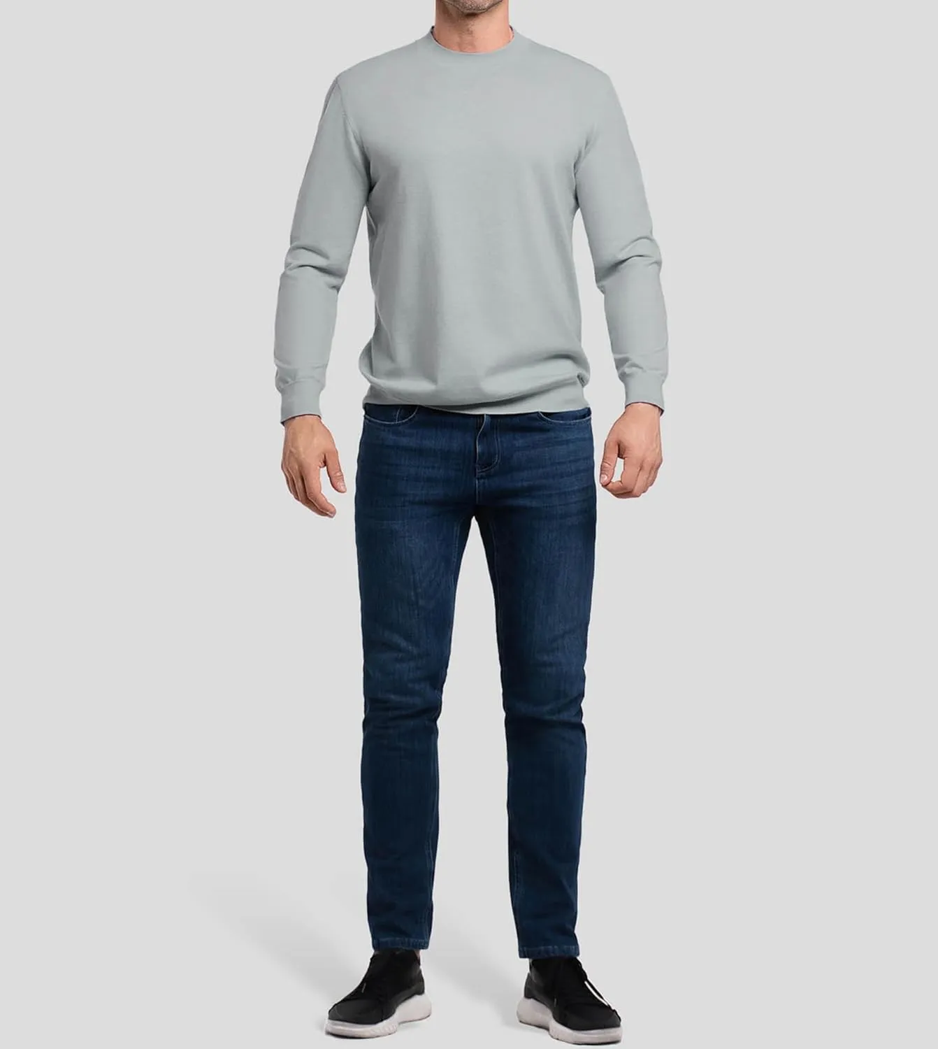 Fioboc Men's Crewneck Sweater Casual Pullover Sweater Slim Fit Lightweight Long Sleeve Knit Sweater S-4XL