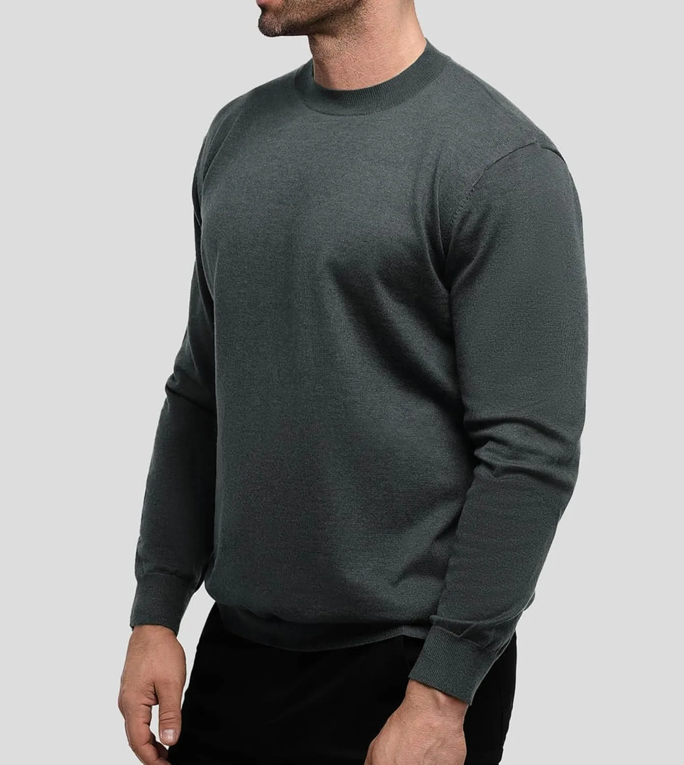 Fioboc Men's Crewneck Sweater Casual Pullover Sweater Slim Fit Lightweight Long Sleeve Knit Sweater S-4XL