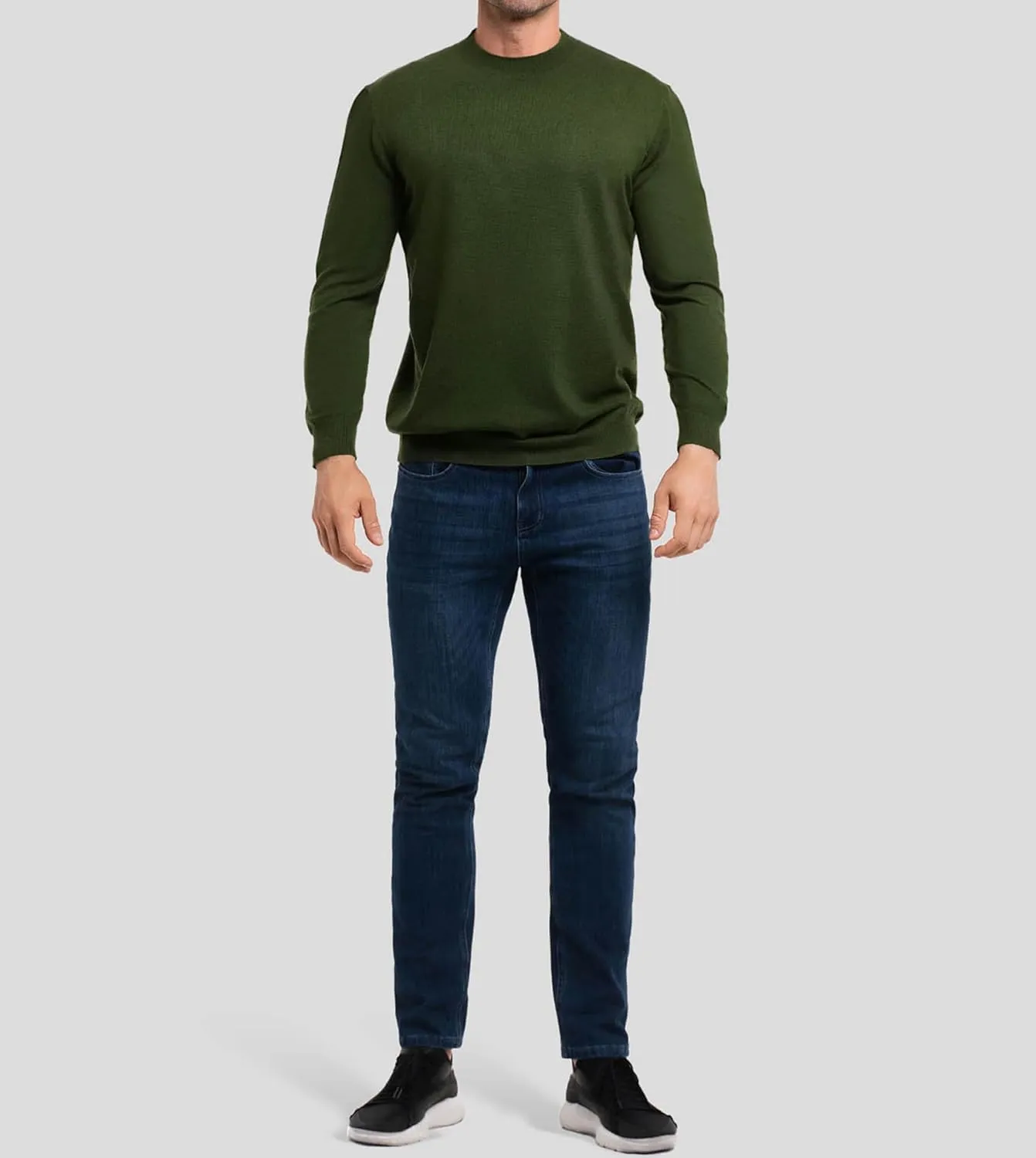 Fioboc Men's Crewneck Sweater Casual Pullover Sweater Slim Fit Lightweight Long Sleeve Knit Sweater S-4XL