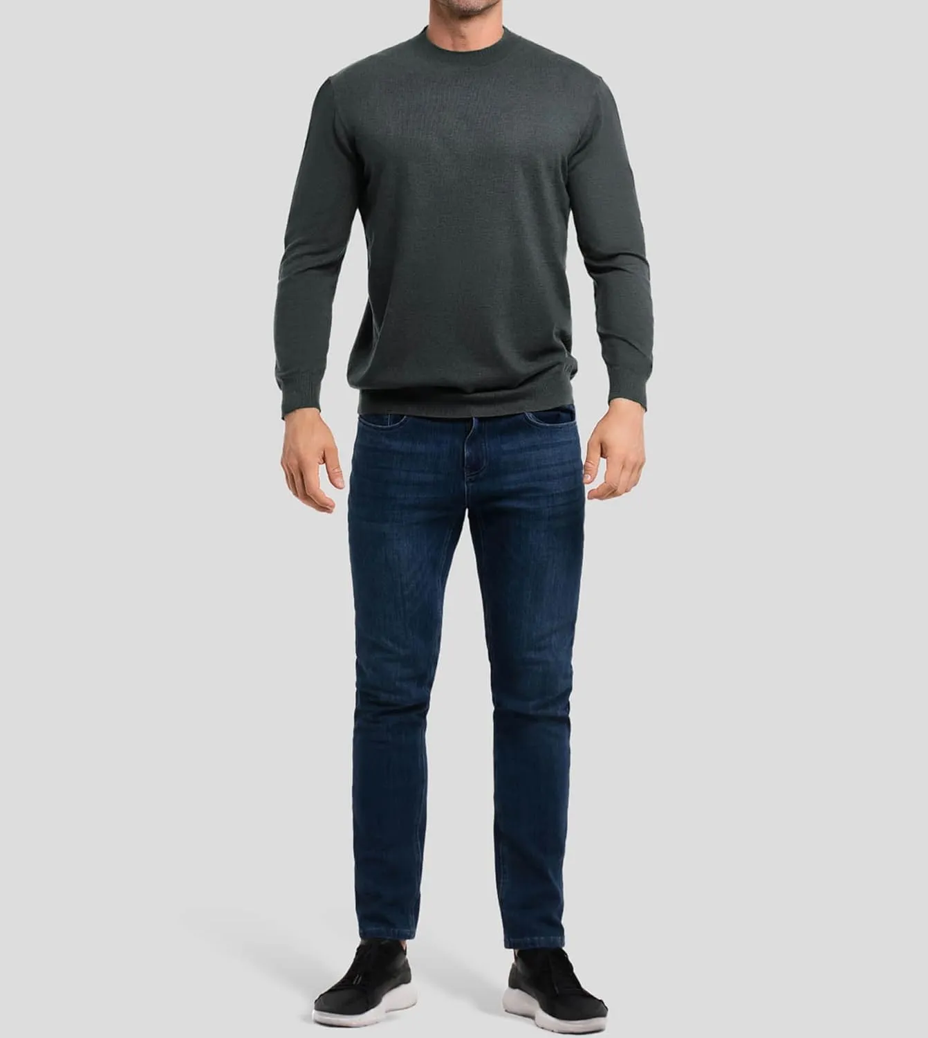 Fioboc Men's Crewneck Sweater Casual Pullover Sweater Slim Fit Lightweight Long Sleeve Knit Sweater S-4XL
