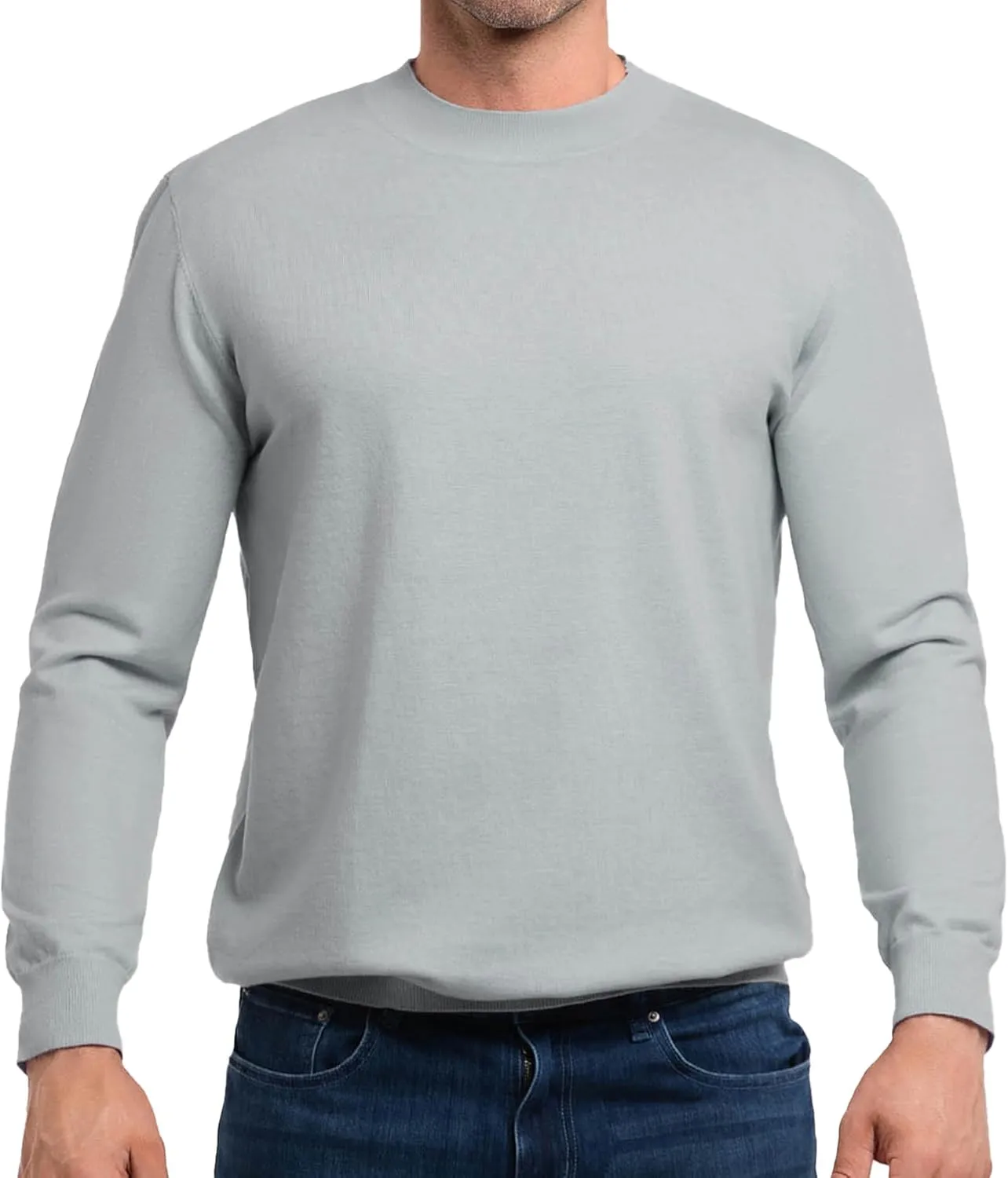 Fioboc Men's Crewneck Sweater Casual Pullover Sweater Slim Fit Lightweight Long Sleeve Knit Sweater S-4XL