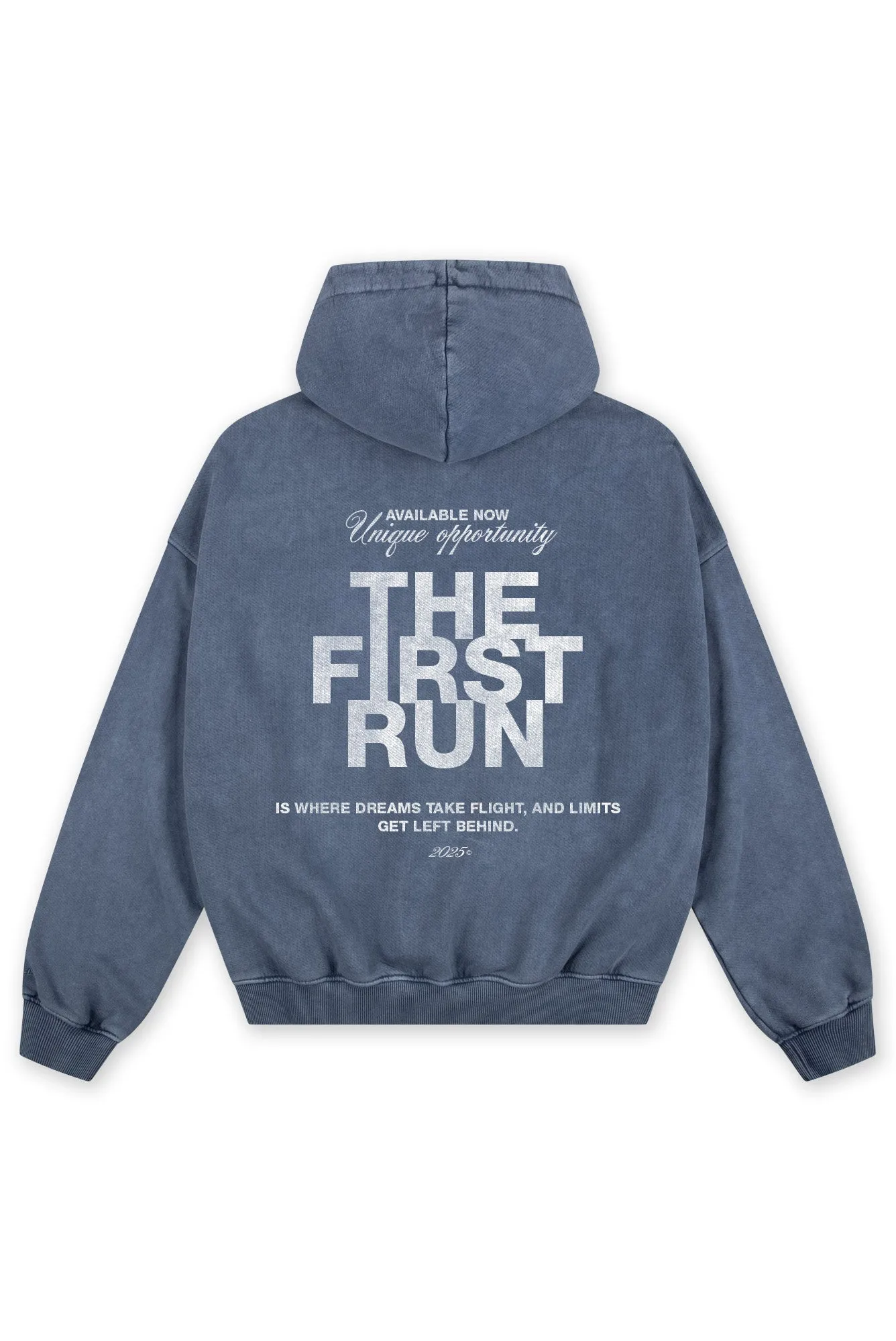 FIRST RUN BLUE SAND WASHED HOODIE