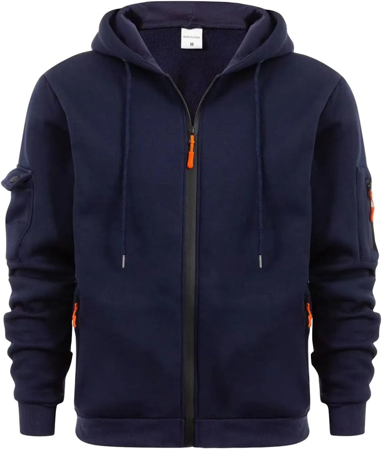 Fleece Zip Up Hoodie Fall Winter Casual Hooded Sweatshirt Long Sleeve Drawstring Fashion Sweatshirts with Arm Pockets