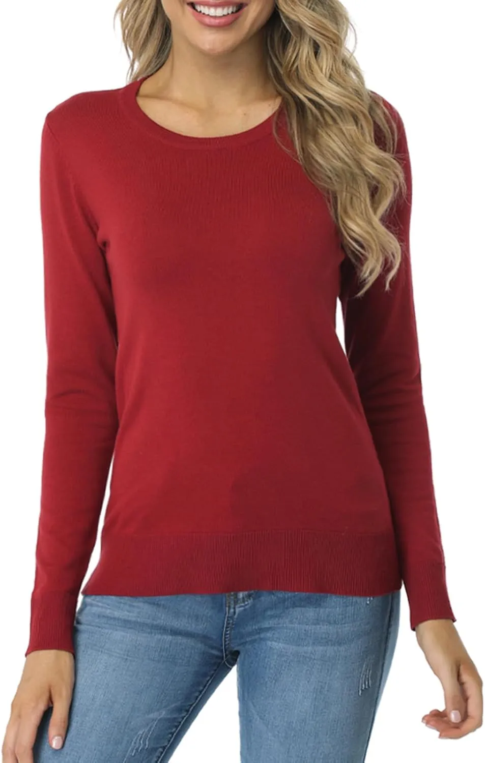 Fuinloth Women's Sweater, Lightweight Crewneck Long Sleeve Pullover
