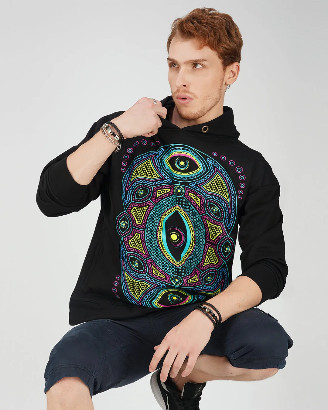 Geometric Circle | Oversized Hoodie | UV Light Reactive & Glow In Dark