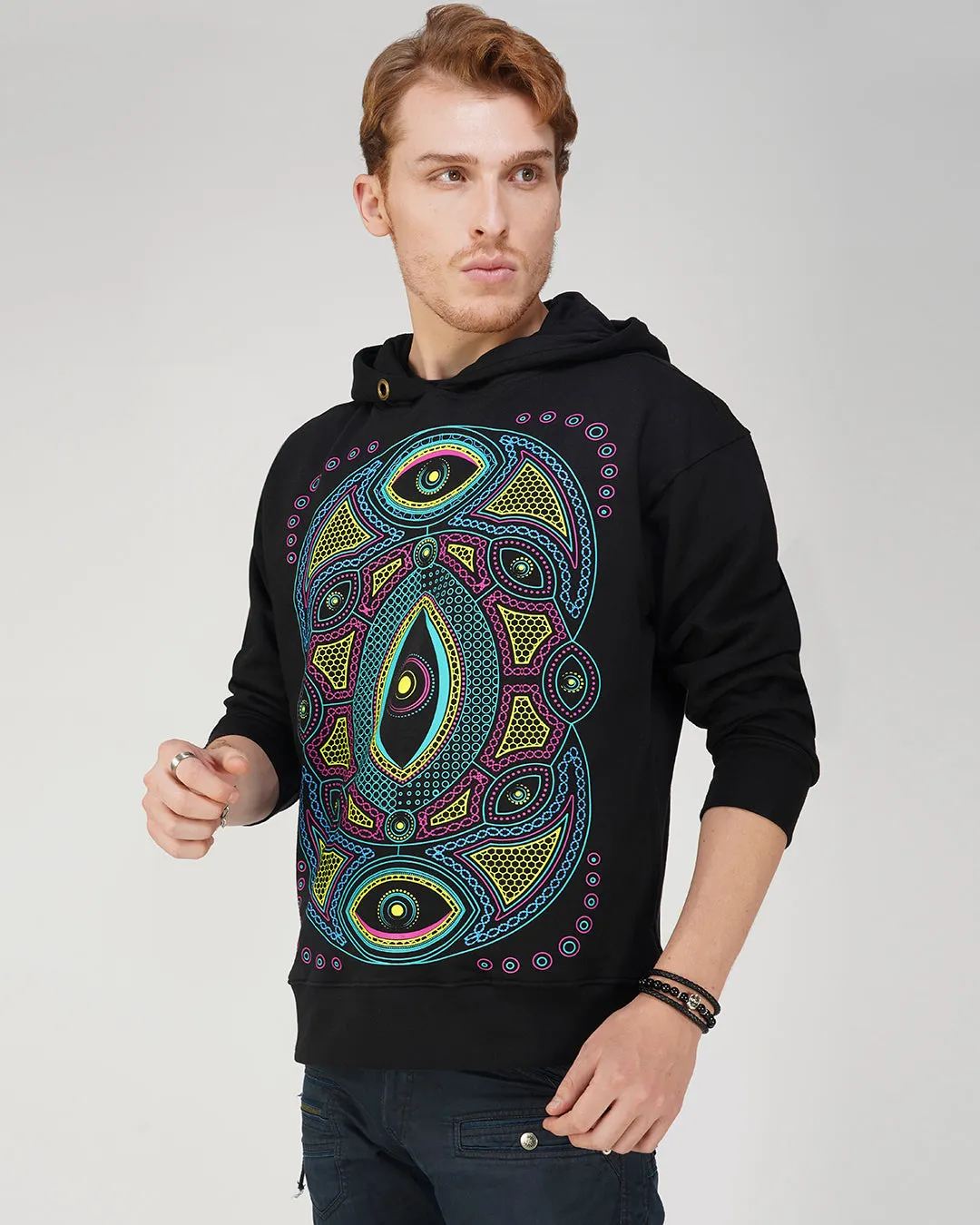 Geometric Circle | Oversized Hoodie | UV Light Reactive & Glow In Dark