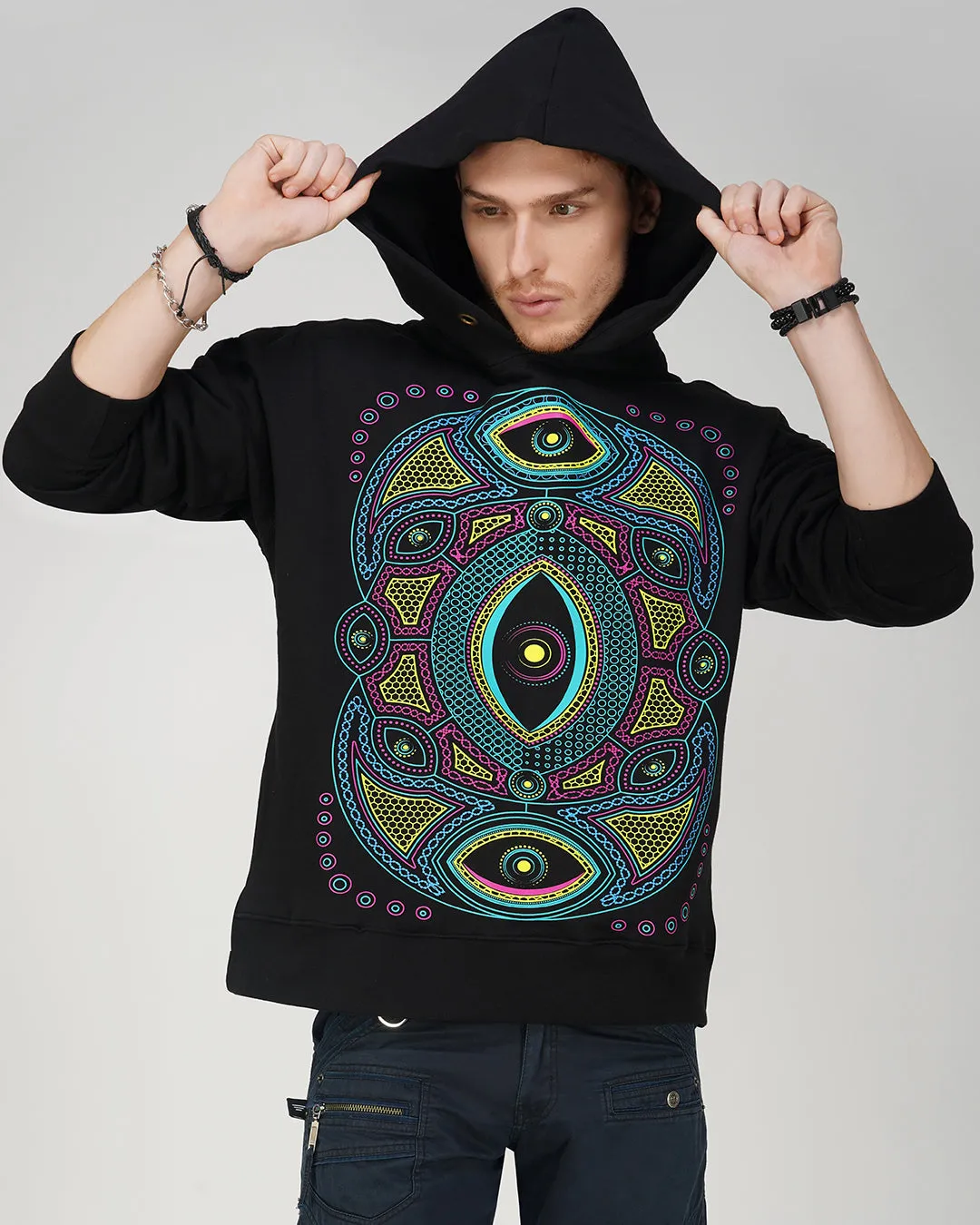 Geometric Circle | Oversized Hoodie | UV Light Reactive & Glow In Dark
