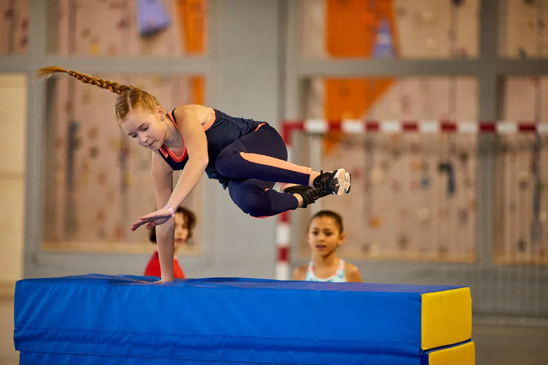 Girls' Synthetic Breathable Leggings - Navy/Coral
