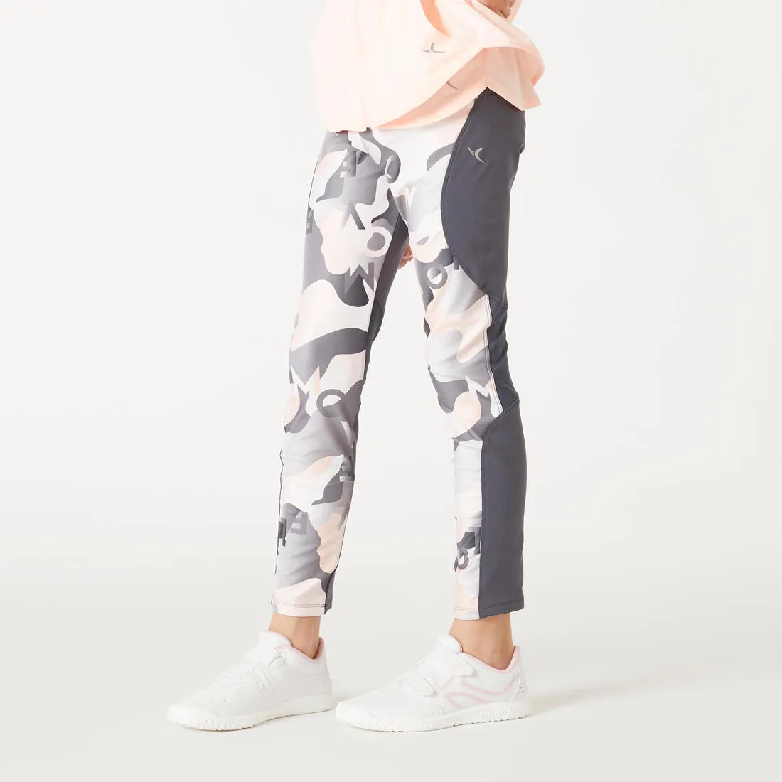 Girls' Synthetic Breathable Leggings - Navy/Coral