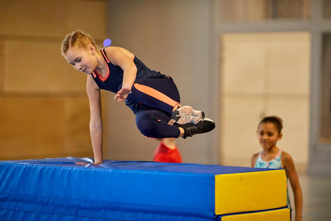 Girls' Synthetic Breathable Leggings - Navy/Coral