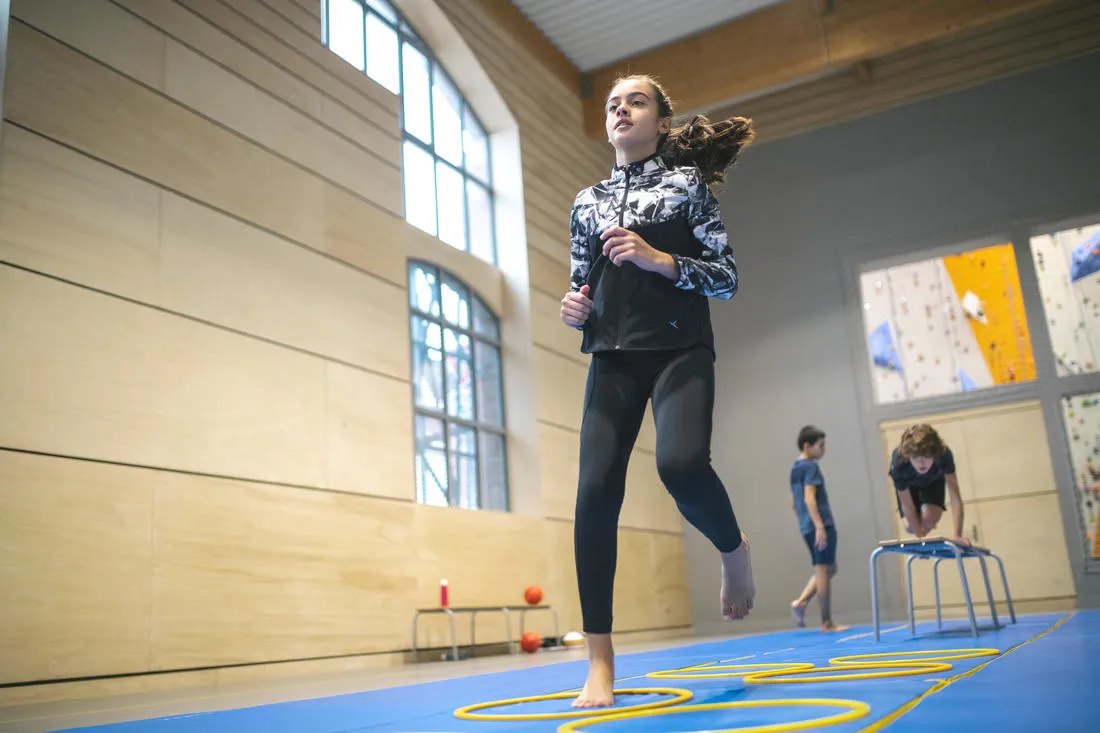 Girls' Synthetic Breathable Leggings - Navy/Coral