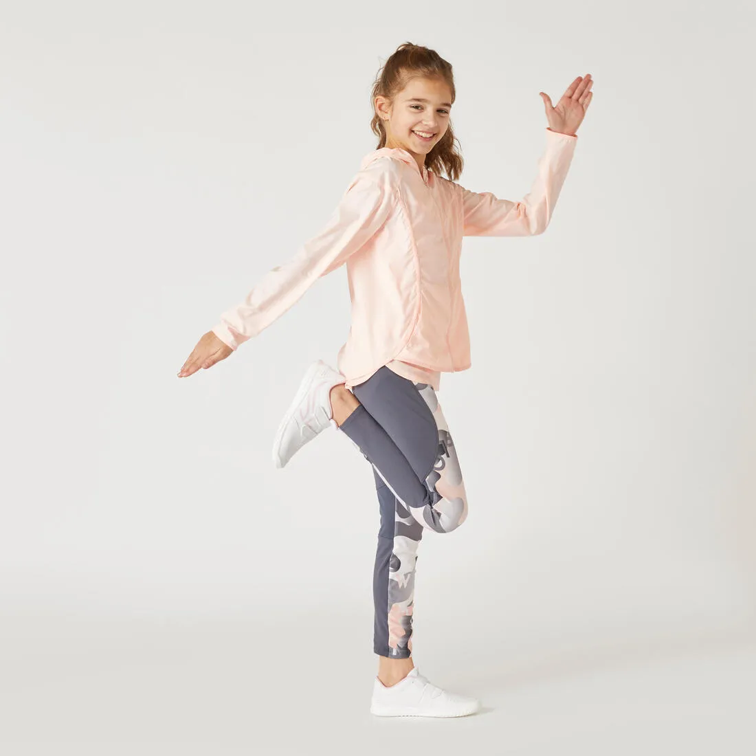 Girls' Synthetic Breathable Leggings - Navy/Coral