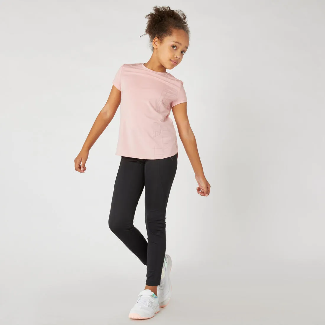 Girls' Synthetic Breathable Leggings - Navy/Coral