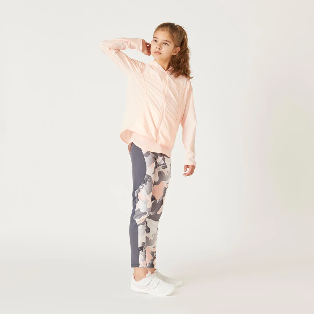 Girls' Synthetic Breathable Leggings - Navy/Coral