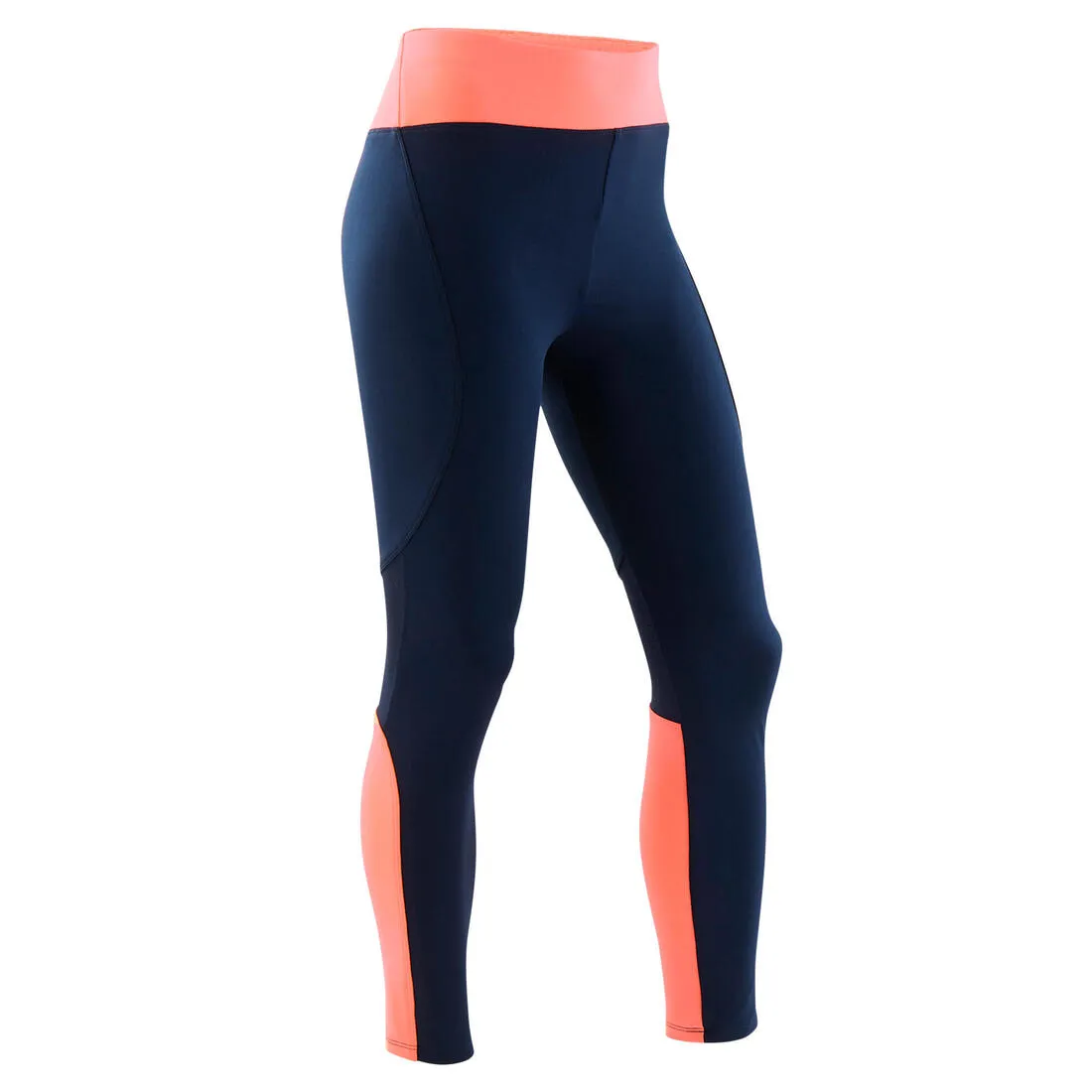 Girls' Synthetic Breathable Leggings - Navy/Coral