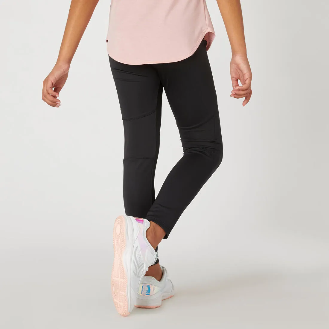 Girls' Synthetic Breathable Leggings - Navy/Coral