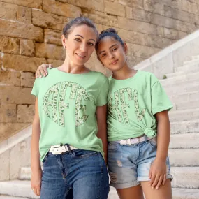 Green Pastel Leopard Monogram Tee