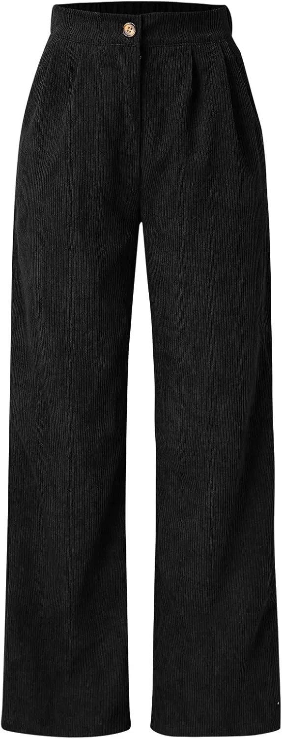 High Waist Cord Wide Leg Pants Straight Trousers Women Big Size Corduroy Pants Womens Clothes Plus Size
